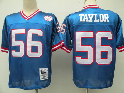 New York Giants #56 Lawrence Taylor Blue Throwback Jersey