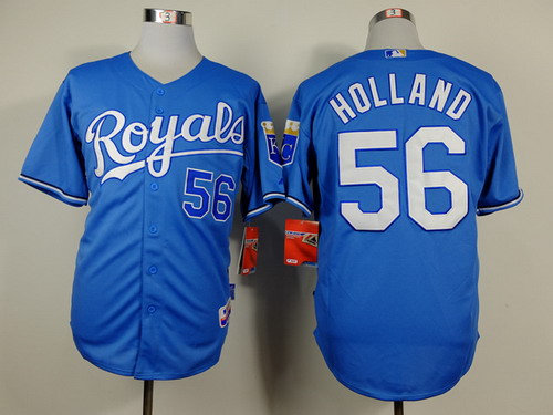 Kansas City Royals #56 Greg Holland Light Blue Jersey