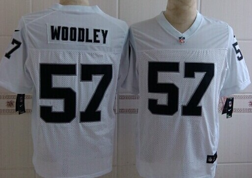 Nike Oakland Raiders #57 Lamarr Woodley White Elite Jersey