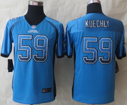 Nike Carolina Panthers #59 Luke Kuechly Drift Fashion Blue Kids Jersey