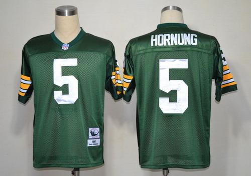 Green Bay Packers #5 Paul Hornung Green Short-Sleeved Throwback  Jersey