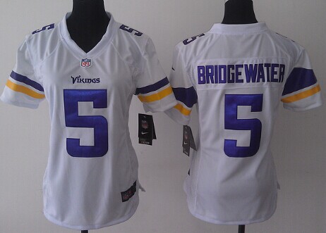 Nike Minnesota Vikings #5 Teddy Bridgewater 2013 White Game Womens Jersey