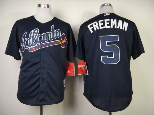 Atlanta Braves #5 Freddie Freeman Navy Blue Jersey