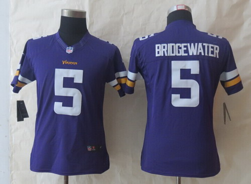 Nike Minnesota Vikings #5 Teddy Bridgewater 2013 Purple Limited Womens Jersey