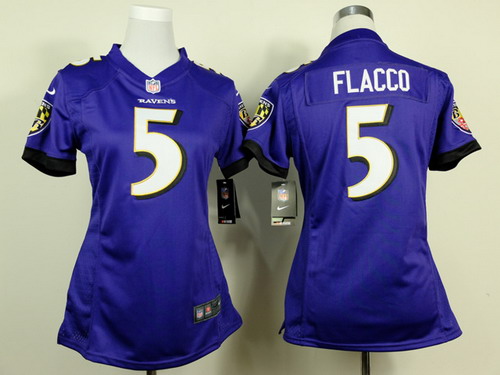 Nike Baltimore Ravens #5 Joe Flacco 2013 Purple Game Womens Jersey