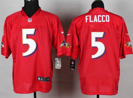 Nike Baltimore Ravens #5 Joe Flacco 2014 QB Red Elite Jersey