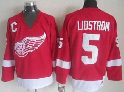 Detroit Red Wings #5 Nicklas Lidstrom Red Throwback CCM Jersey
