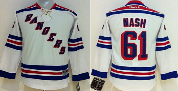 New York Rangers #61 Rick Nash White Kids Jersey