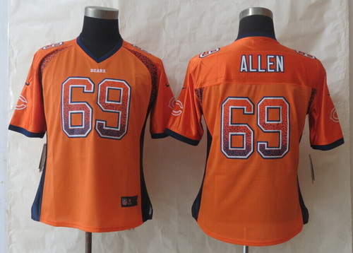 Nike Chicago Bears #69 Jared Allen Drift Fashion Orange Womens Jersey