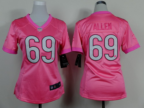 Nike Chicago Bears #69 Jared Allen Pink Love Womens Jersey