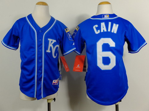 Kansas City Royals #6 Lorenzo Cain 2014 Blue Kids Jersey