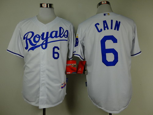Kansas City Royals #6 Lorenzo Cain White Jersey