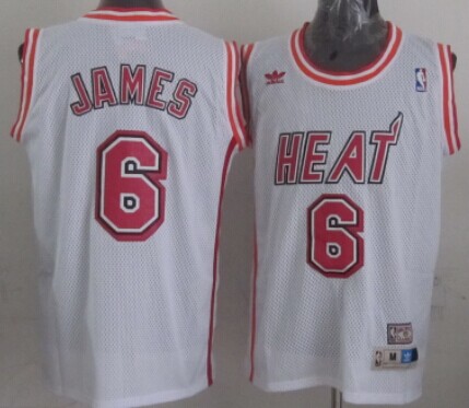 Miami Heat #6 LeBron James White Swingman Throwback Jersey