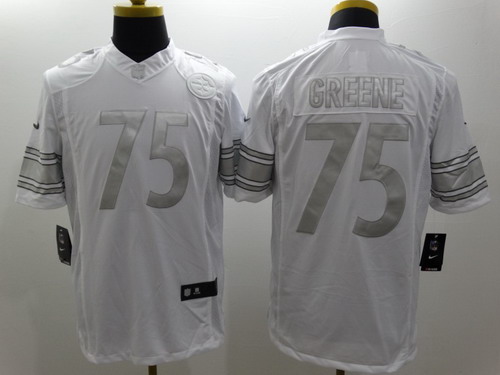 Nike Pittsburgh Steelers #75 Joe Greene Platinum White Limited Jersey