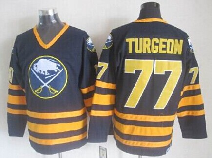 Buffalo Sabres #77 Pierre Turgeon Navy Blue Throwback CCM Jersey
