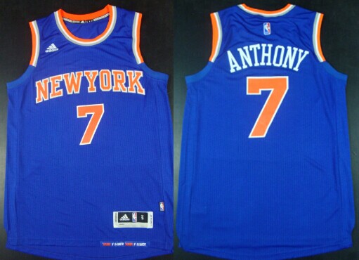 New York Knicks #7 Carmelo Anthony Revolution 30 Swingman 2014 New Blue Jersey