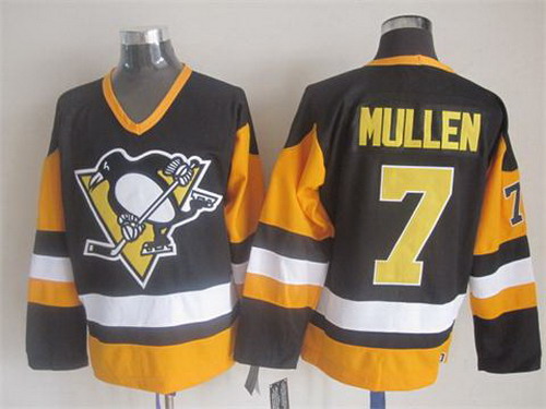 Pittsburgh Penguins #7 Joe Mullen Black Throwback CCM Jersey