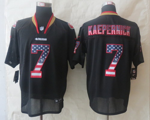 Nike San Francisco 49ers #7 Colin Kaepernick 2014 USA Flag Fashion Black Elite Jersey