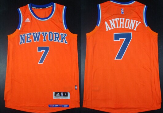 New York Knicks #7 Carmelo Anthony Revolution 30 Swingman 2014 New Orange Jersey