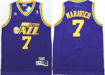 Utah Jazz #7 Pete Maravich Purple Swingman Throwback Jersey