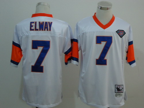 Denver Broncos #7 John Elway White 75TH Throwback Jersey