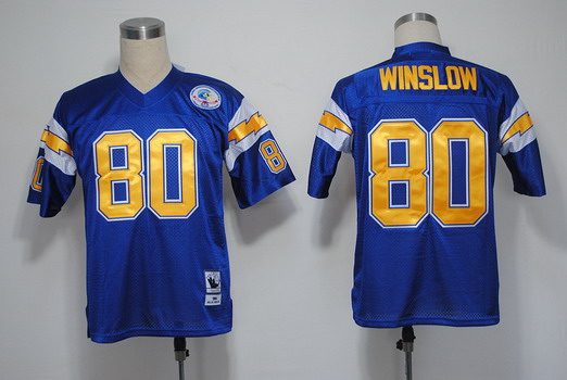 San Diego Chargers #80 Kellen Winslow Navy Blue Throwback Jersey