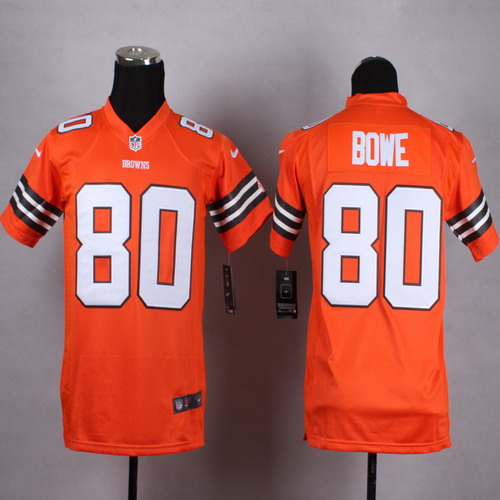 Nike Cleveland Browns #80 Dwayne Bowe Orange Game Kids Jersey