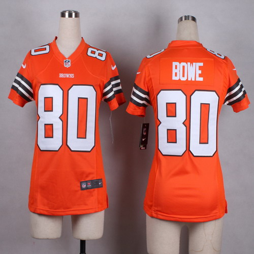 Nike Cleveland Browns #80 Dwayne Bowe Orange Game Womens Jersey