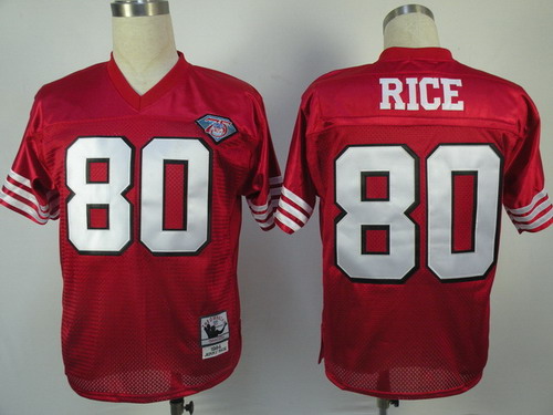 San Francisco 49ers #80 Jerry Rice Red 75TH Throwback Jersey