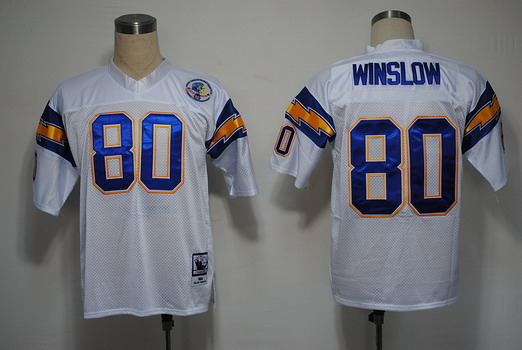 San Diego Chargers #80 Kellen Winslow White Throwback Jersey