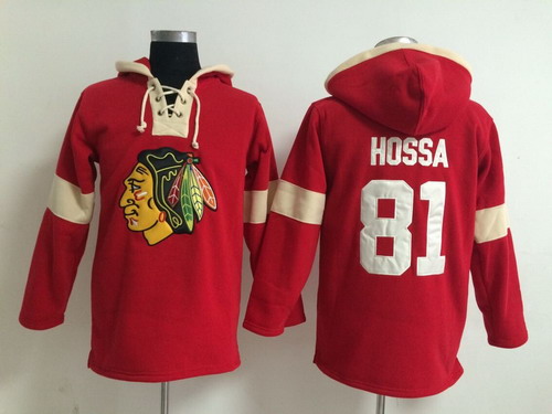 2014 Old Time Hockey Chicago Blackhawks #81 Marian Hossa Red Hoodie