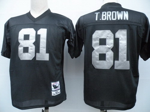 Oakland Raiders #81 Tim Brown Black Throwback Jersey