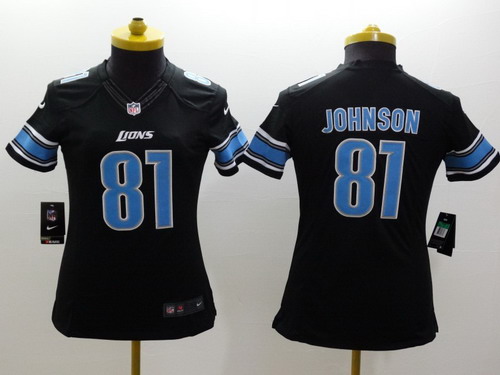 Nike Detroit Lions #81 Calvin Johnson Black Limited Womens Jersey