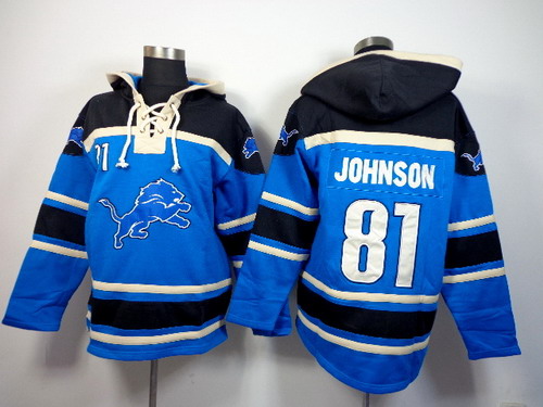 Detroit Lions #81 Calvin Johnson 2014 Light Blue Hoodie