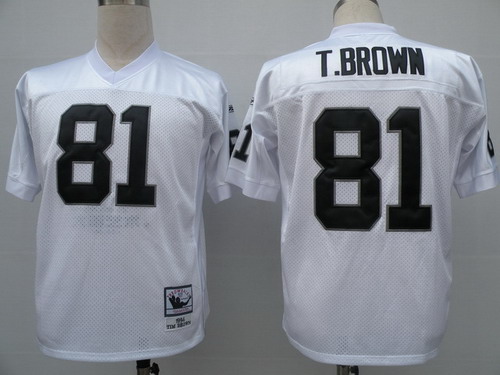 Oakland Raiders #81 Tim Brown White Throwback Jersey