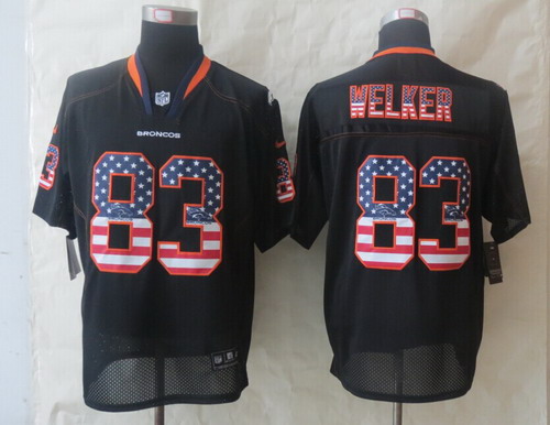 Nike Denver Broncos #83 Wes Welker 2014 USA Flag Fashion Black Elite Jersey