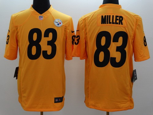 Nike Pittsburgh Steelers #83 Heath Miller Yellow Limited Jersey