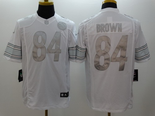 Nike Pittsburgh Steelers #84 Antonio Brown Platinum White Limited Jersey