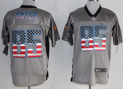Nike San Diego Chargers #85 Antonio Gates 2014 USA Flag Fashion Gray Elite Jersey