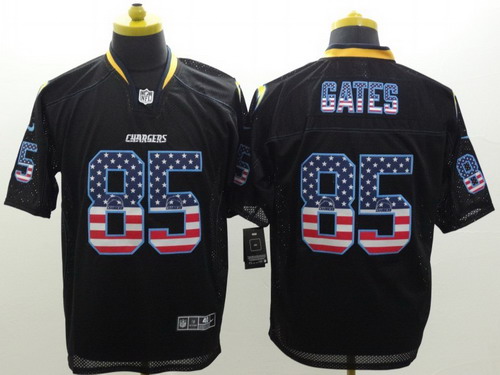 Nike San Diego Chargers #85 Antonio Gates 2014 USA Flag Fashion Black Elite Jersey
