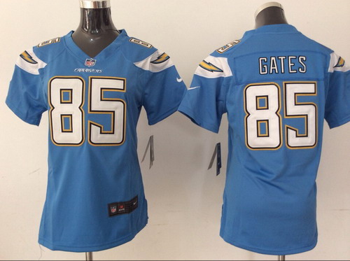 Nike San Diego Chargers #85 Antonio Gates 2013 Light Blue Game Womens Jersey