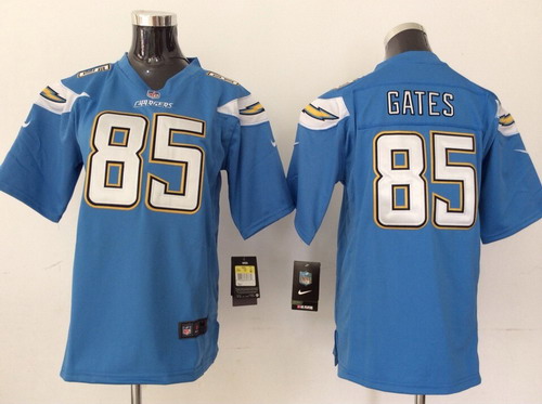 Nike San Diego Chargers #85 Antonio Gates 2013 Light Blue Game Kids Jersey