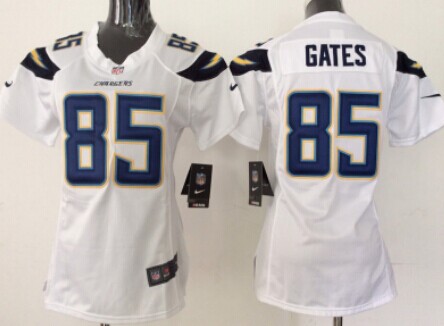 Nike San Diego Chargers #85 Antonio Gates 2013 White Game Womens Jersey