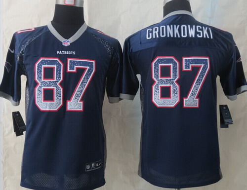 Nike New England Patriots #87 Rob Gronkowski Drift Fashion Blue Kids Jersey