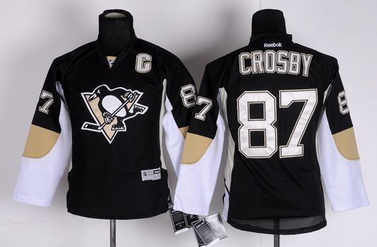 Pittsburgh Penguins #87 Sidney Crosby Black Kids Jersey
