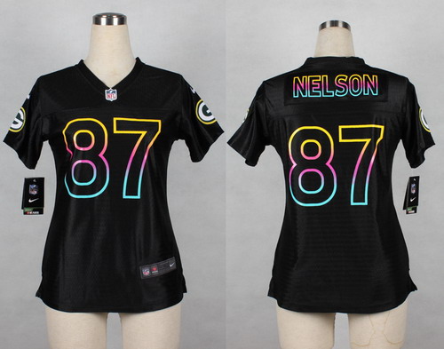 Nike Green Bay Packers #87 Jordy Nelson Pro Line Black Fashion Womens Jersey