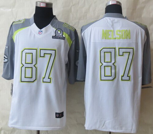 Nike Team Carter #87 Jordy Nelson 2015 Pro Bowl White Elite Jersey