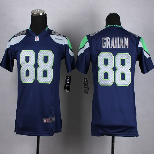 Nike Seattle Seahawks #88 Jimmy Graham Navy Blue Game Kids Jersey
