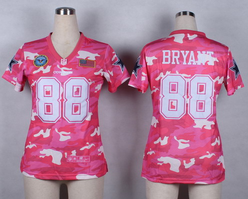 Nike Dallas Cowboys #88 Dez Bryant 2014 Salute to Service Pink Camo Womens Jersey