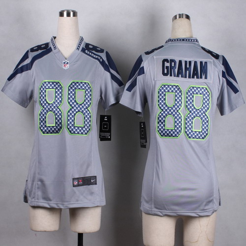 Nike Seattle Seahawks #88 Jimmy Graham Gray Game Womens Jersey